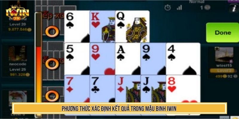 Phương thức xác định kết quả trong mậu binh IWIN